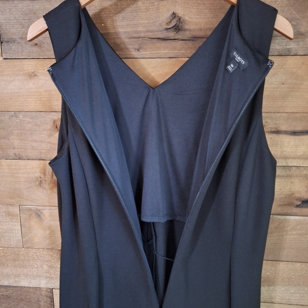 Talbots Petite Embroidered Hem Black Fit & Flare Dress SZ 16P - Picture 7 of 9